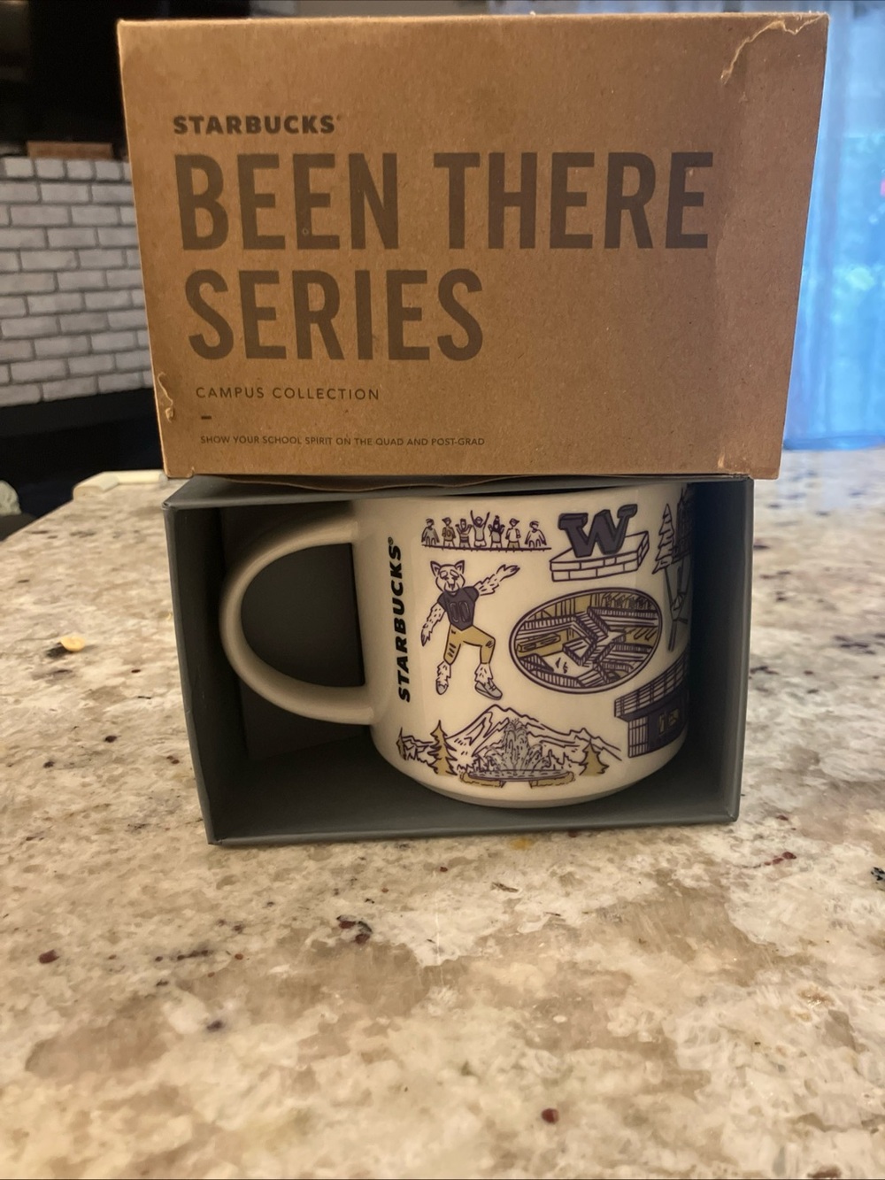 Starbucks White Ceramic WASHINGTON UNIVERSITY Mug with Purple Illustrations